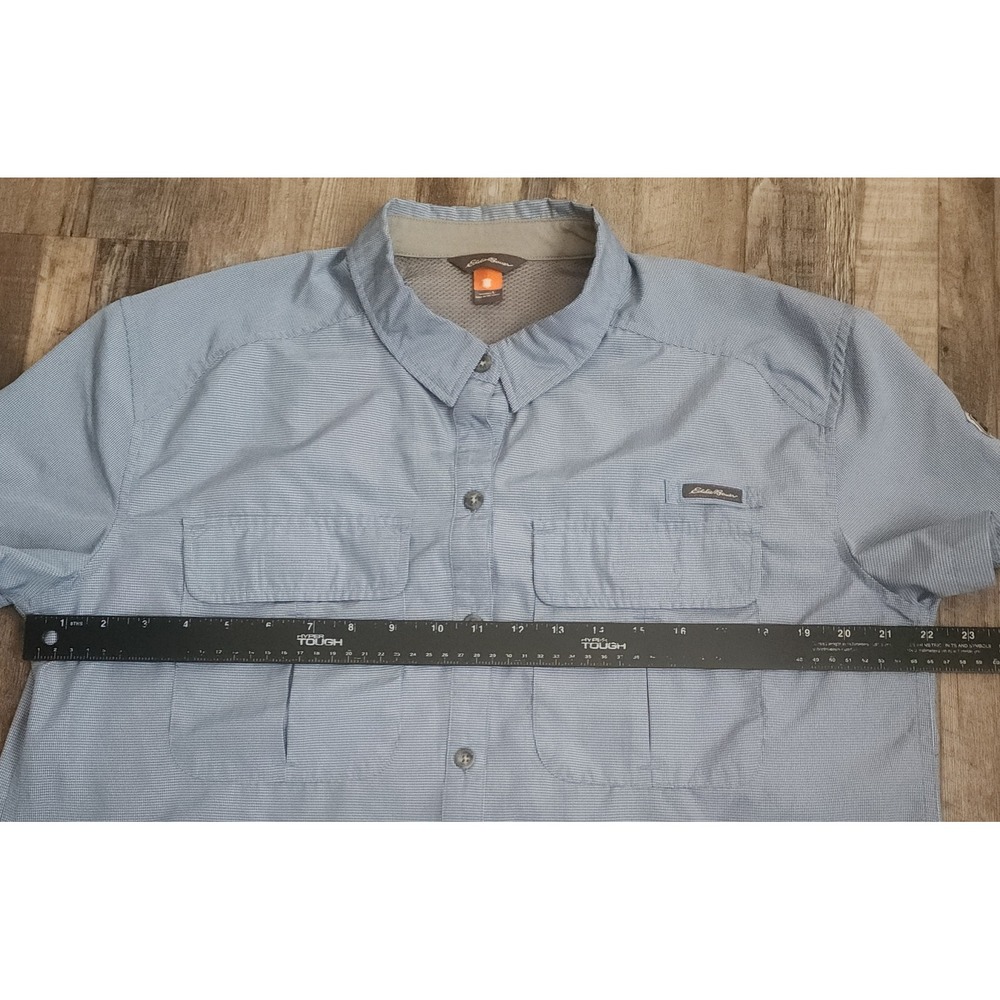 Eddie Bauer Sport Shop Shirt Mens Large Blue Micro Check Short Sleeve Hiking - Picture 4 of 7